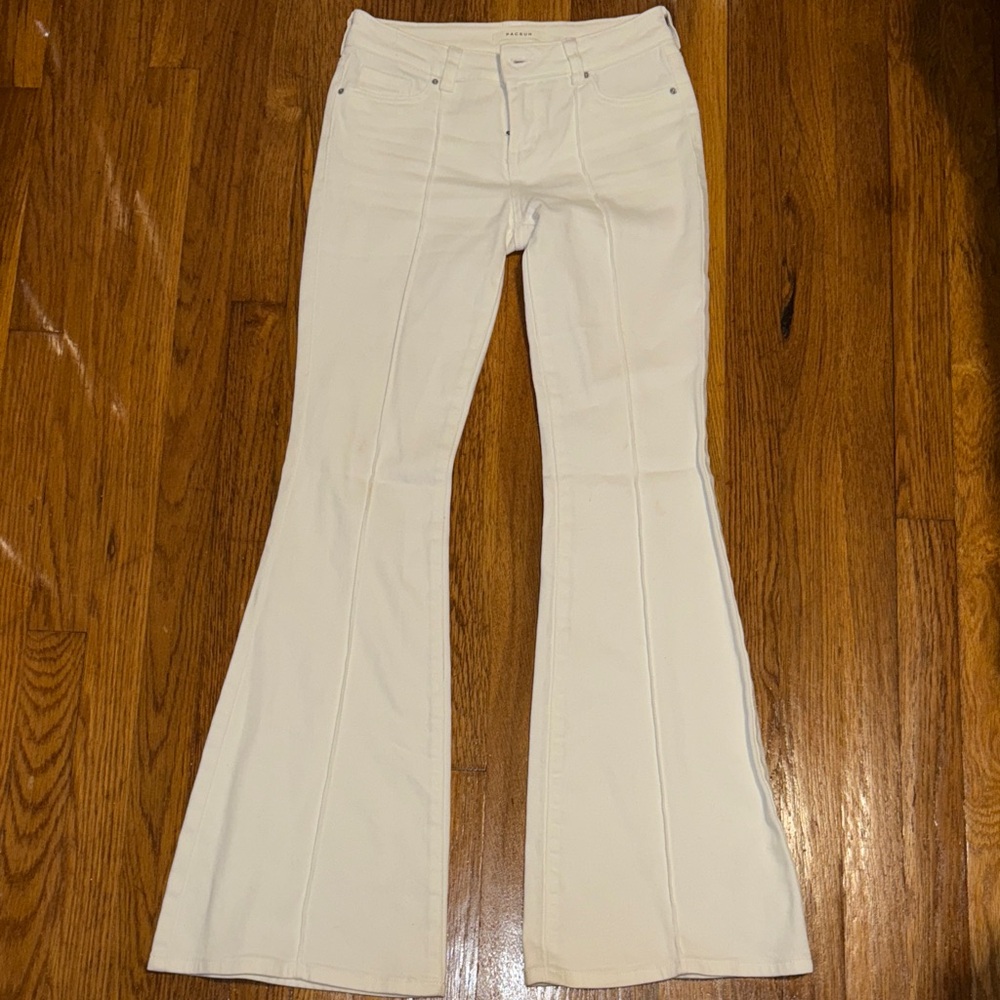 PacSun Cream Flared Jeans